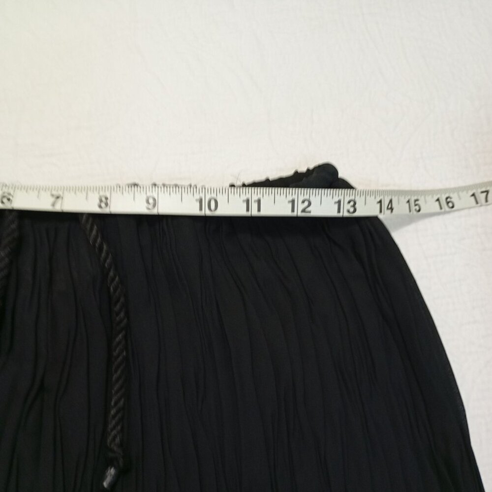 C'est Duo By Casablanca Black Crinkle Wide-Leg Pants With Drawstring Waist Sz S - Picture 10 of 13